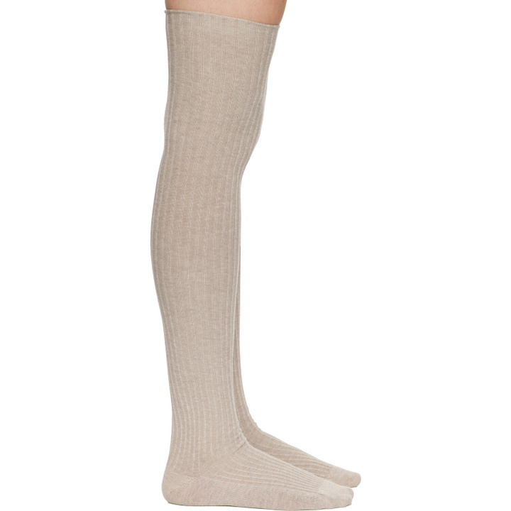 Photo: Baserange Beige Organic Cotton Rib Overknee Socks