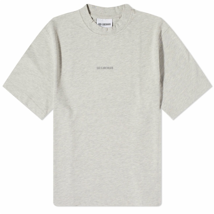Photo: Han Kjobenhavn Men's Distressed Logo T-Shirt in Distressed Grey Melange