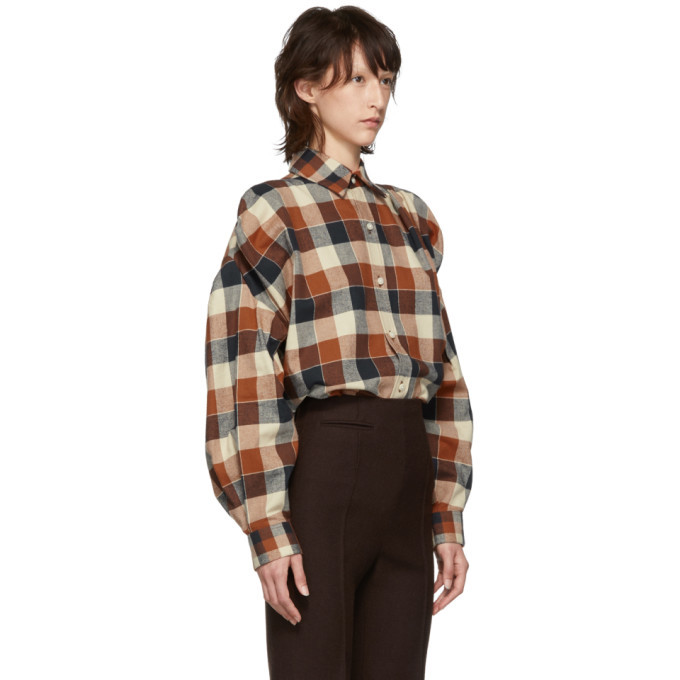 Facetasm Orange Oversized Check Shirt