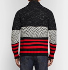 Burberry - Intarsia Striped Wool-Blend Rollneck Sweater - Men - Black