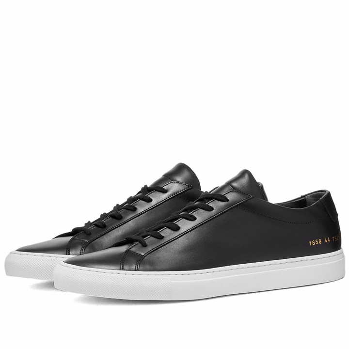 Photo: Common Projects Men's Achilles White Sole Sneakers in Black/White
