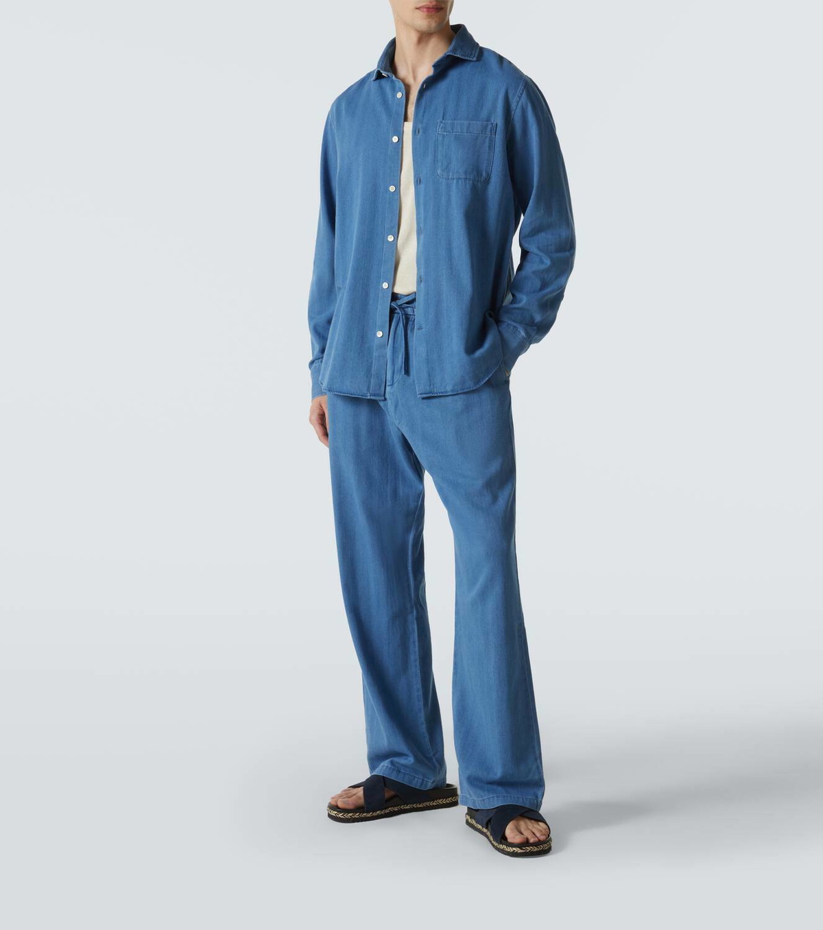Frescobol Carioca Emilio herringbone denim shirt