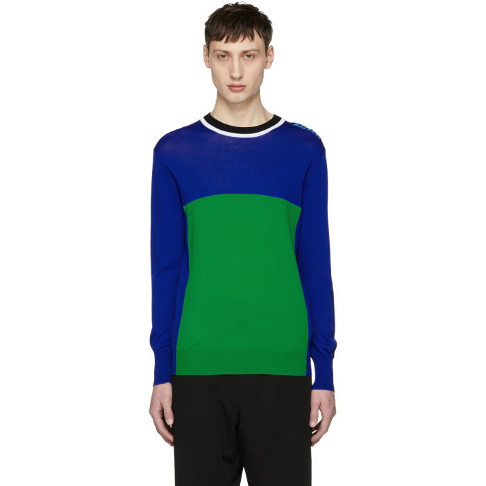 Photo: Kenzo Blue and Green Colorblock Cycling Sweater