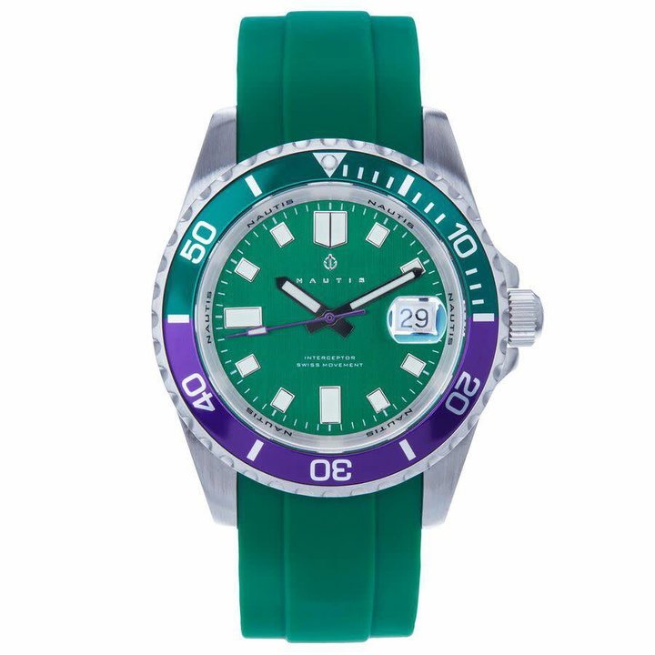 Photo: Nautis Interceptor Quartz Green Dial Mens Watch 19161G-H