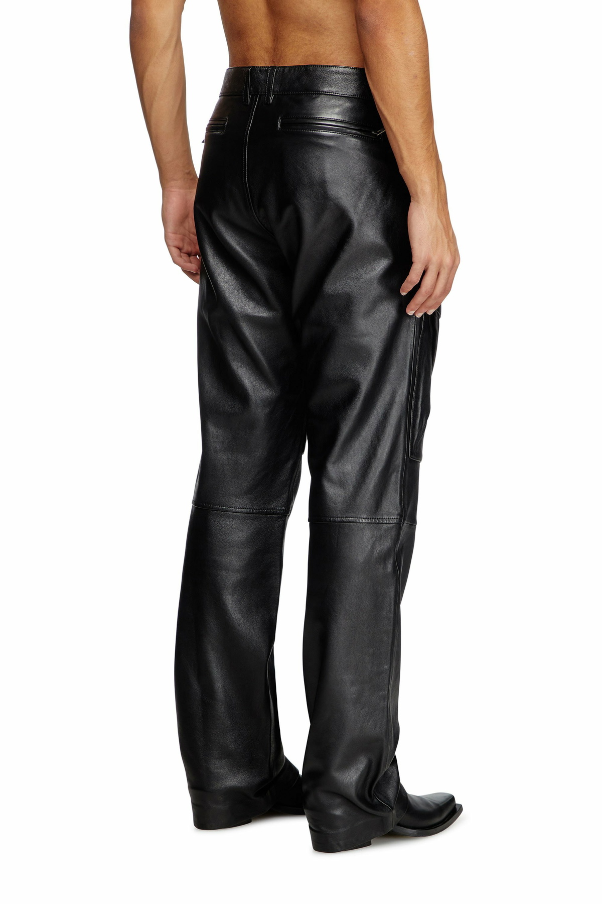 Diesel Leather pants with utility pockets - Pants Mens in Black
