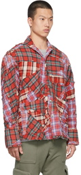 Greg Lauren Red Check Stitchwork Plaid Boxy Shirt