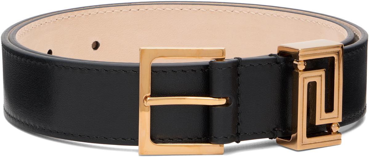 Versace Black Greca Goddess Leather Belt