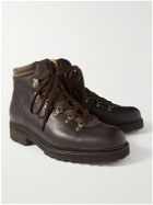 J.M. Weston - Nubuck-Trimmed Leather Boots - Brown