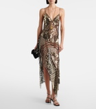 Pucci Asymmetric sequined tulle slip dress