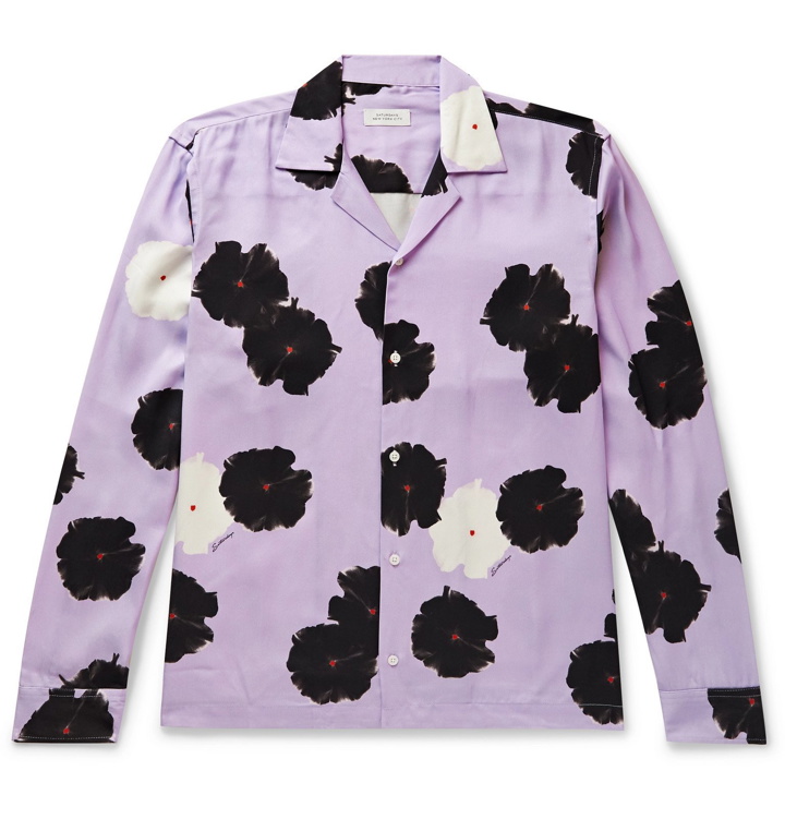 Photo: Saturdays NYC - Marco Camp-Collar Floral-Print Lyocell Shirt - Purple