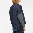 FDMTL Men's Boro Patchwork Cardigan in Rinse Indigo