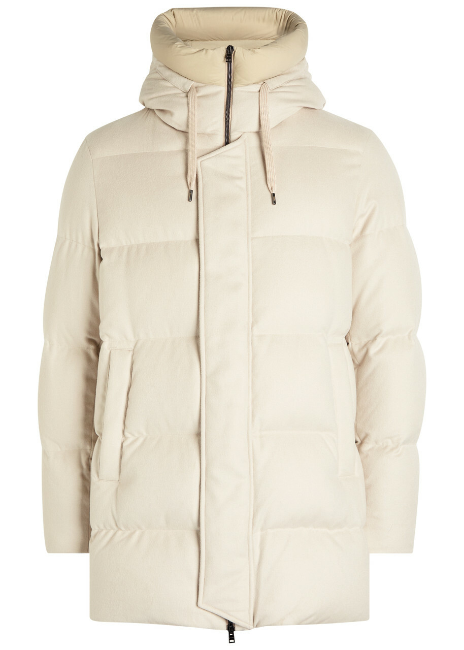 Herno Padded Silk and Cashmere-blend Parka Coat Stone