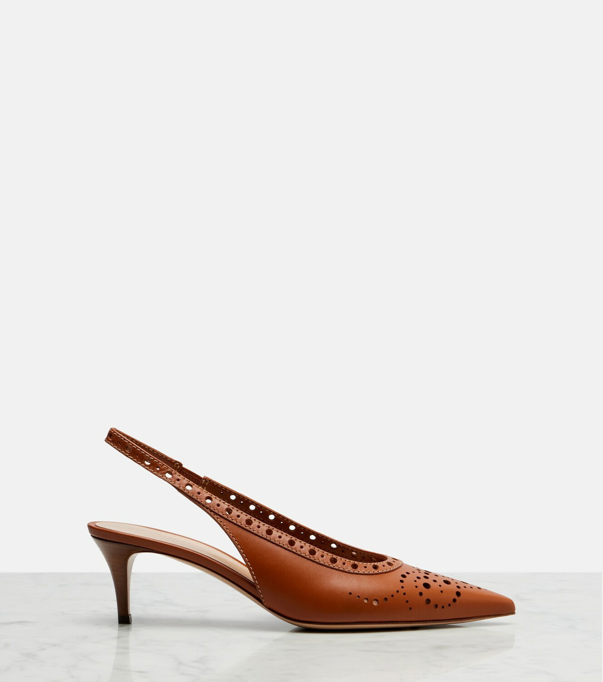 Gianvito Rossi Perforated leather slingback pumps