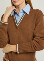 Stella Mccartney Shirt-effect Wool Jumper Brown