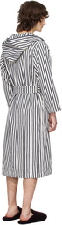 Tekla Off-White & Navy Terry Hooded Bathrobe