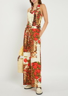 House OF Sunny The Rose Garden Printed Cotton-poplin Trousers White