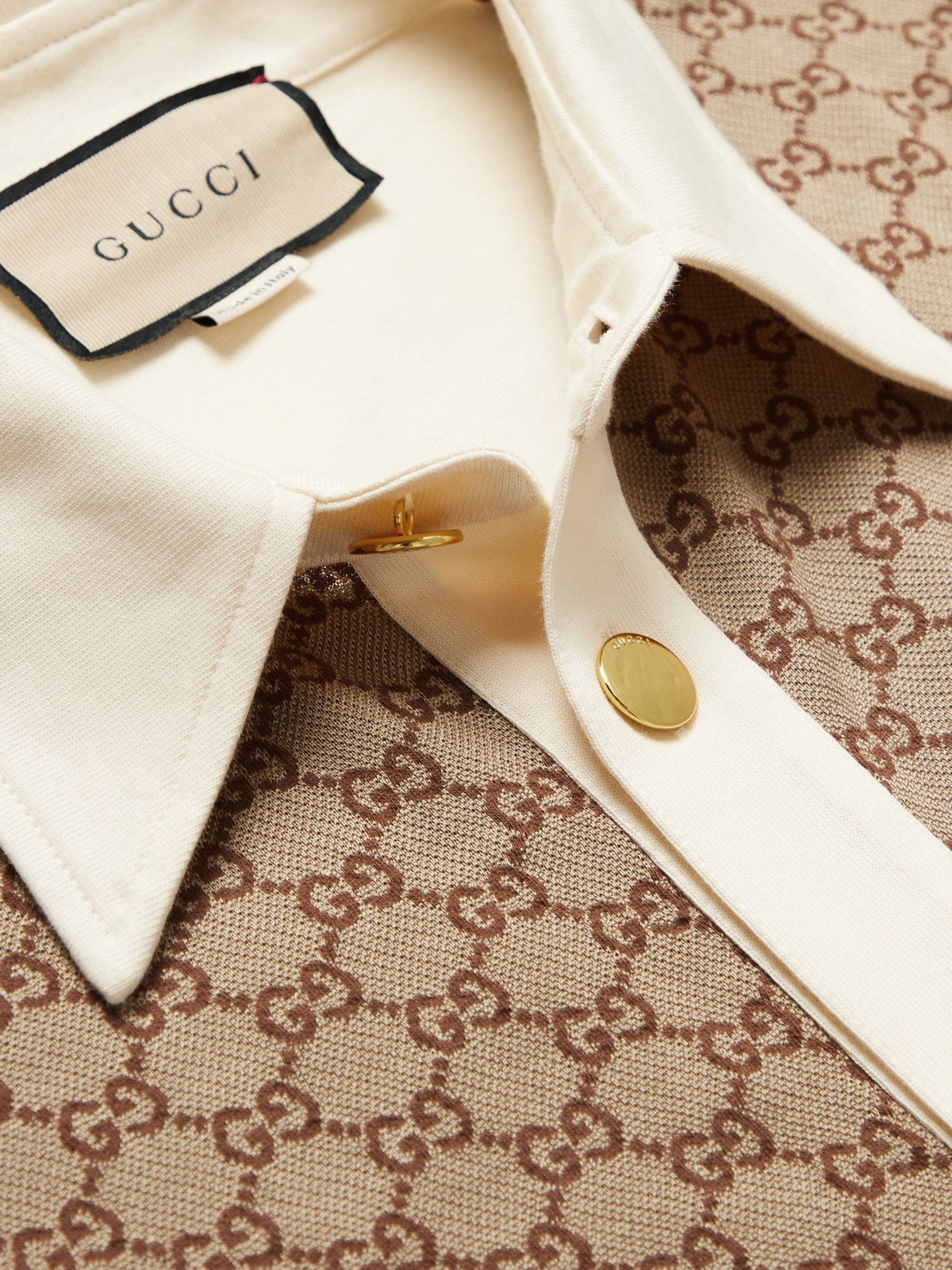 GUCCI - Logo-Jacquard Silk and Cotton-Blend Shirt - Brown Gucci