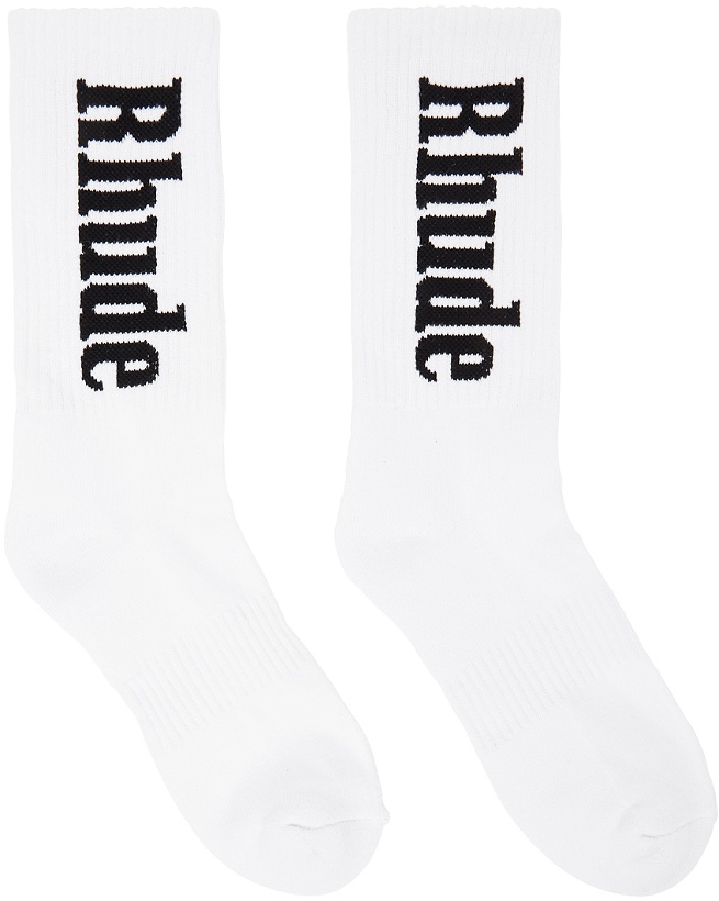 Photo: Rhude White Logo Socks