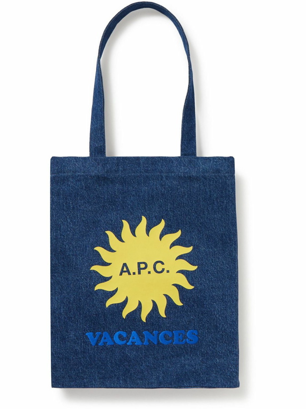 Photo: A.P.C. - Lou Vacances Logo-Print Denim Tote Bag