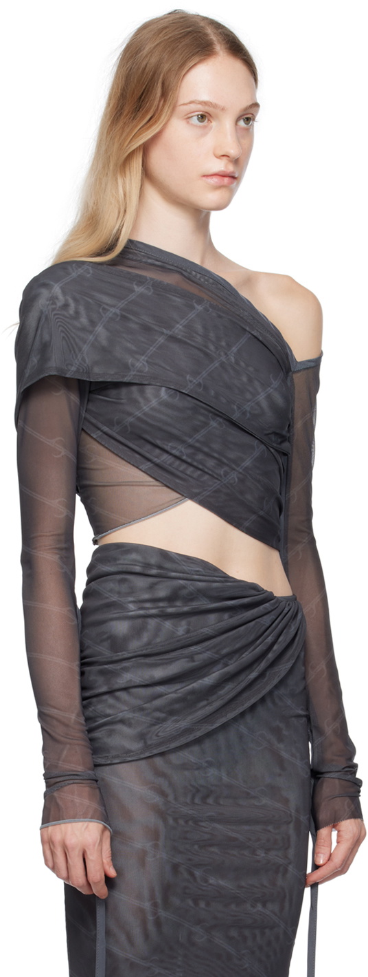 Jade Cropper Gray Wrap Long Sleeve T-Shirt