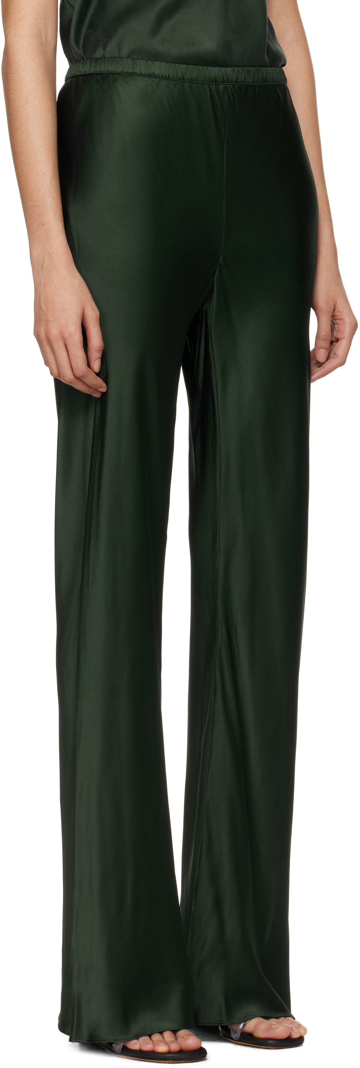 Silk Laundry Green Bias Cut Lounge Pants
