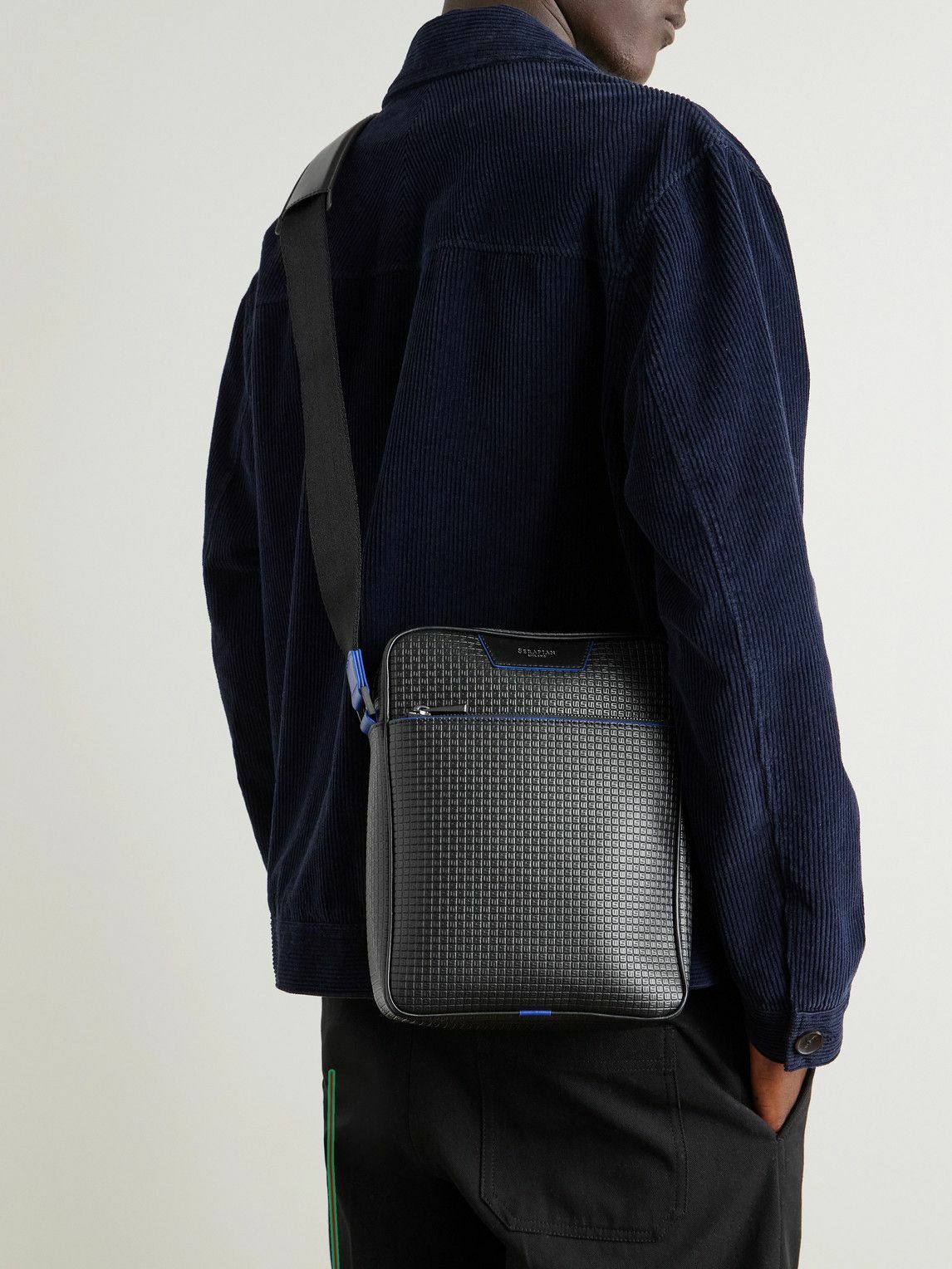 Serapian - North South Leather-Trimmed Logo-Print Coated-Canvas Messenger Bag