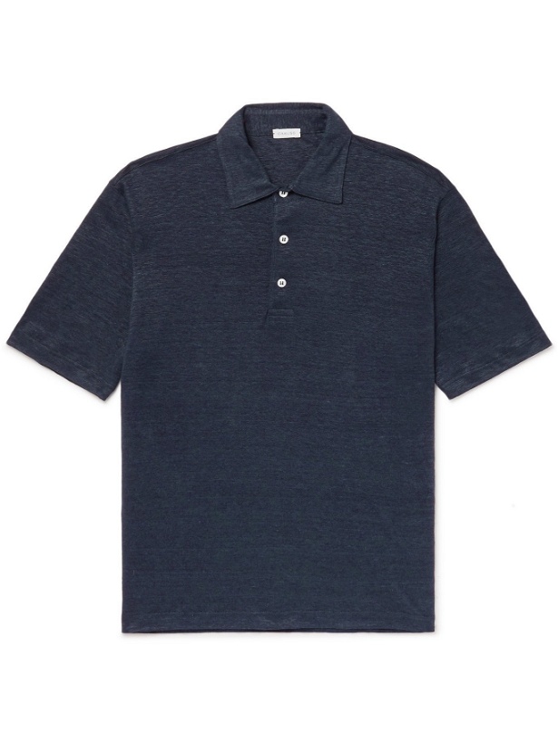 Photo: CARUSO - Slim-Fit Linen Polo Shirt - Blue