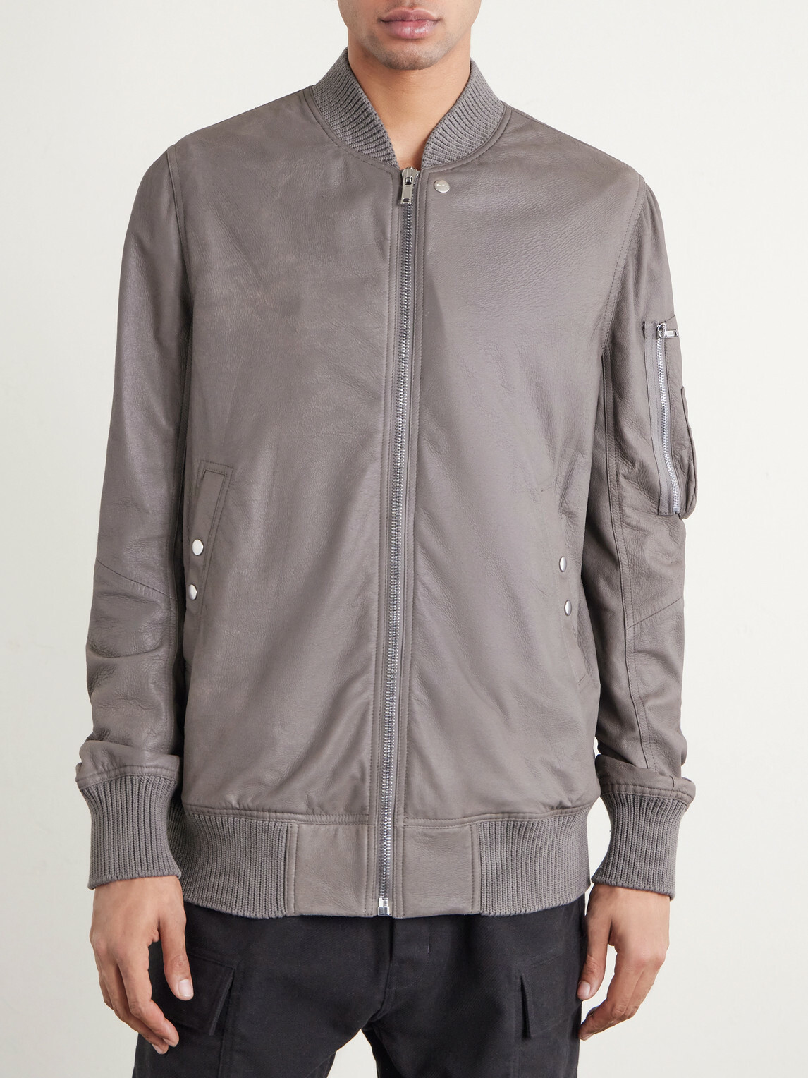 Rick Owens - Leather Bomber Jacket - Gray Rick Owens Rick Owens - Leather Bomber Jacket - Gray Rick Owens
