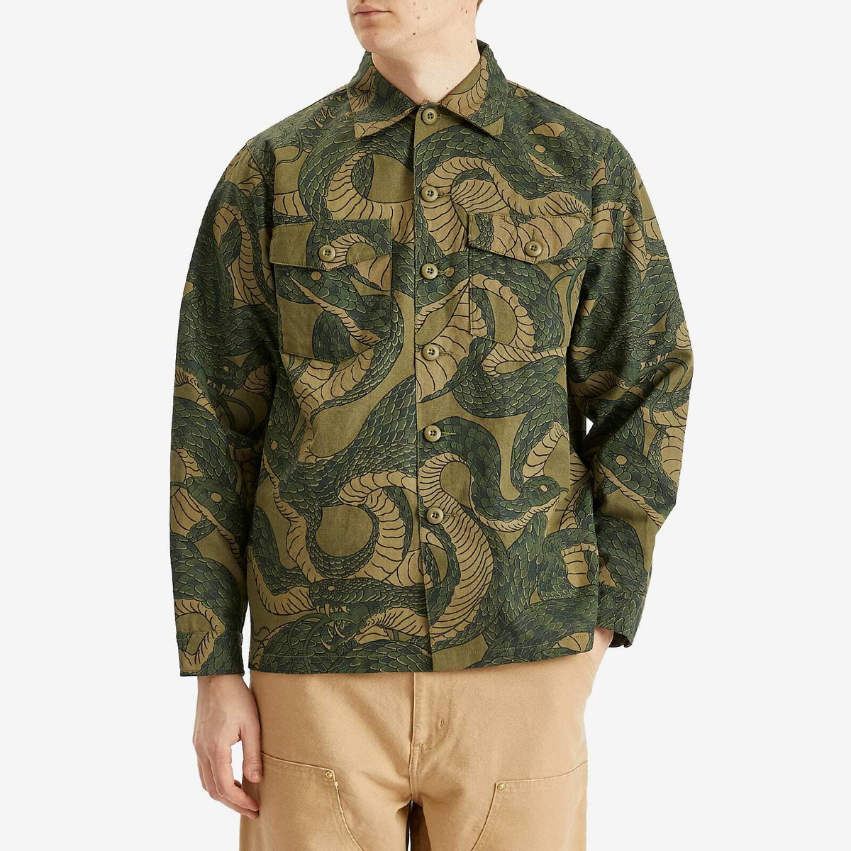 Maharishi Men's Snakeskin Utility Overshirt in Woodland