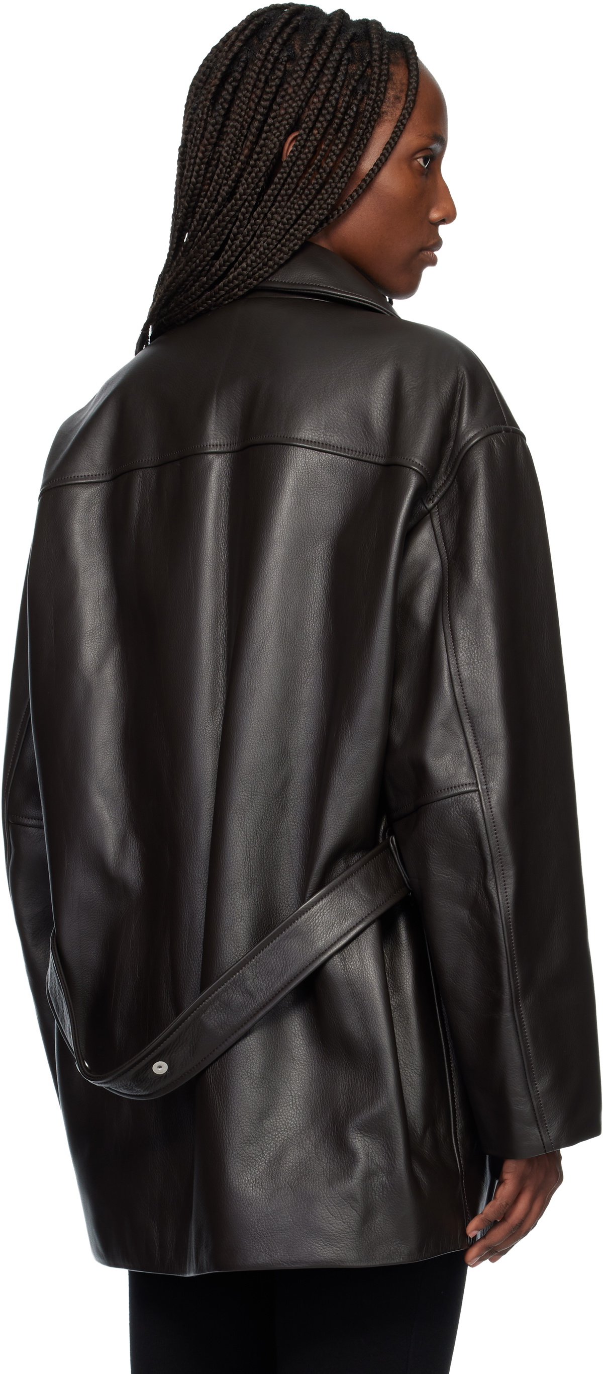 Courrèges Brown Oversized Leather Jacket