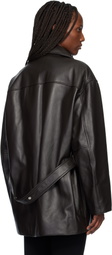 Courrèges Brown Oversized Leather Jacket
