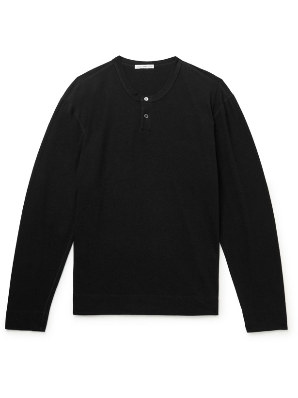 Photo: James Perse - Brushed Cotton-Blend Jersey Henley T-Shirt - Black