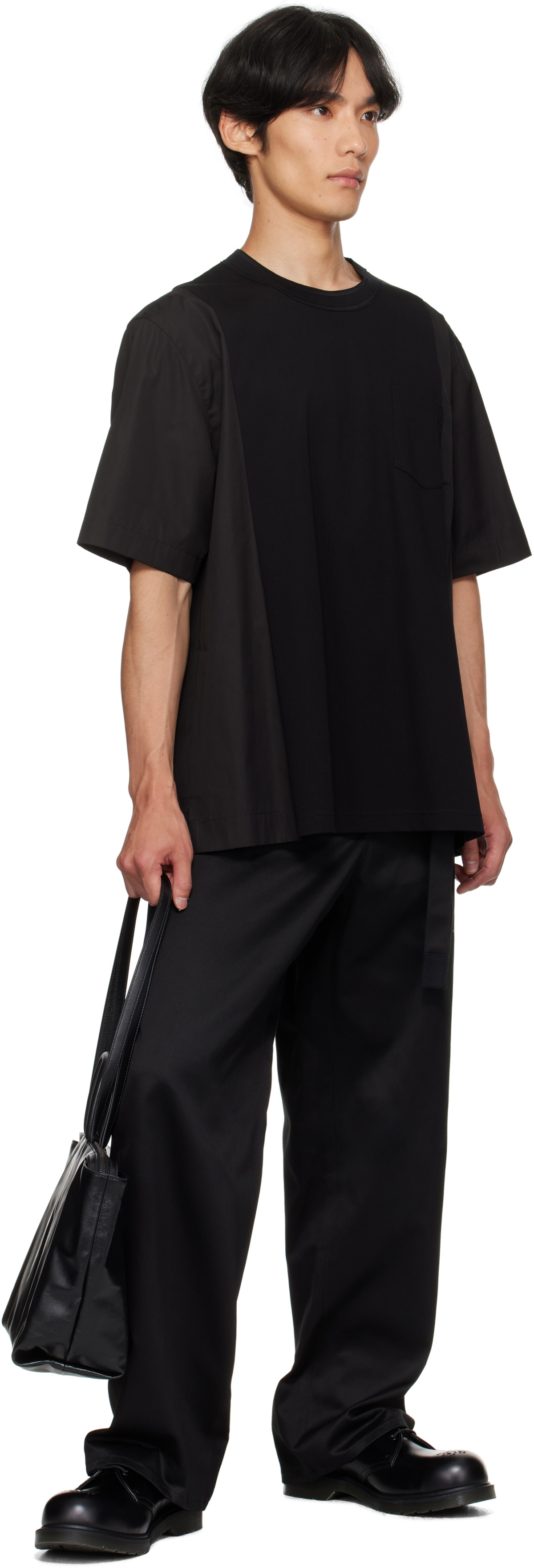 sacai Black Cotton Chino Trousers Sacai