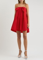 Bernadette Estee Bow-embellished Taffeta Mini Dress Red