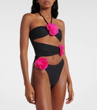 Same Floral-appliqué cutout swimsuit