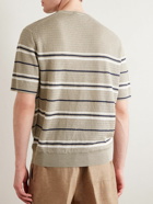 Loro Piana - Striped Herringbone Linen T-Shirt - Neutrals