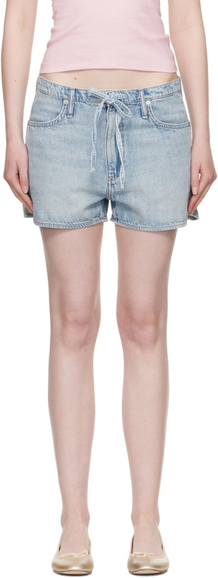 Photo: rag & bone Blue Ultra Featherweight Nolan Drawstring Denim Shorts