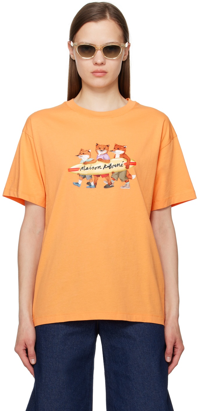 Photo: Maison Kitsuné Orange Surfing Foxes T-Shirt