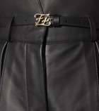 Fendi High-rise leather straight pants