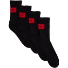 Hugo Two-Pack Black and Red Reverse Logo Socks