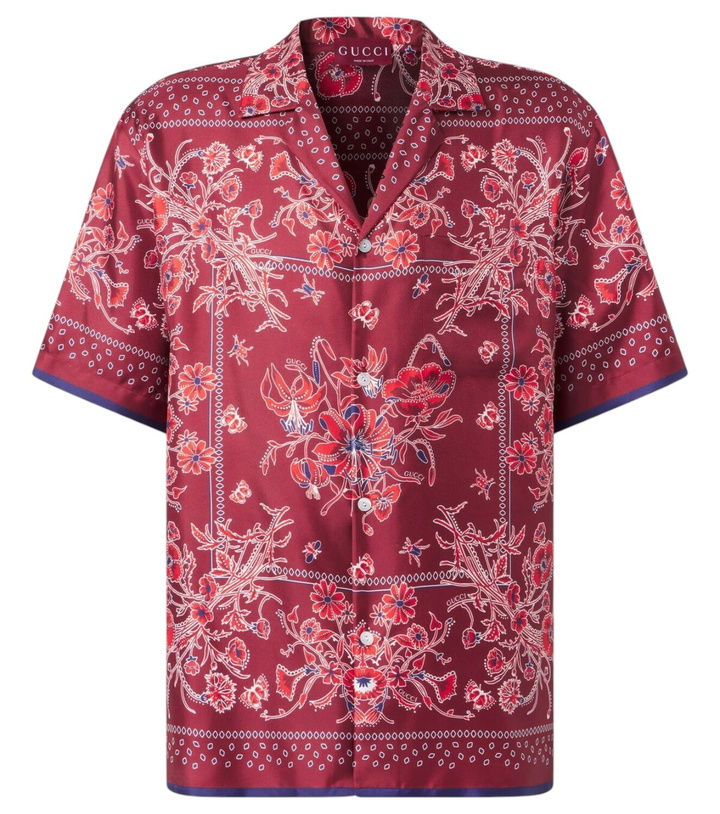 Photo: Gucci Printed silk bowling shirt