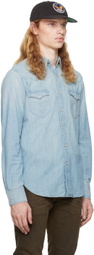 RRL Blue Slim Fit Chambray Western Shirt