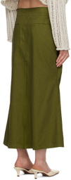 TheOpen Product Green Gathered Denim Maxi Skirt