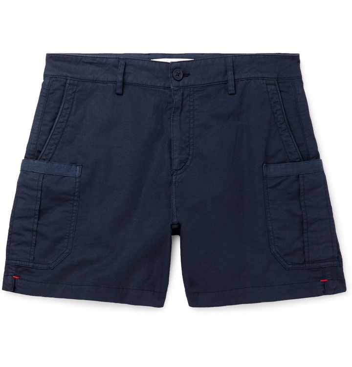 Photo: Orlebar Brown - Bulldog Stretch Linen and Cotton-Blend Twill Cargo Shorts - Navy