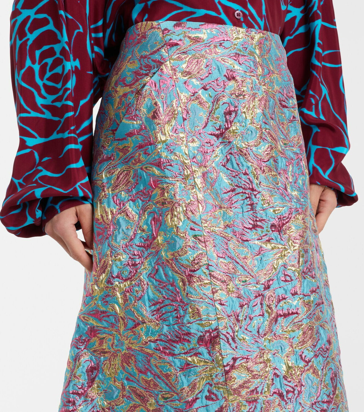 Dries Van Noten Brocade midi skirt