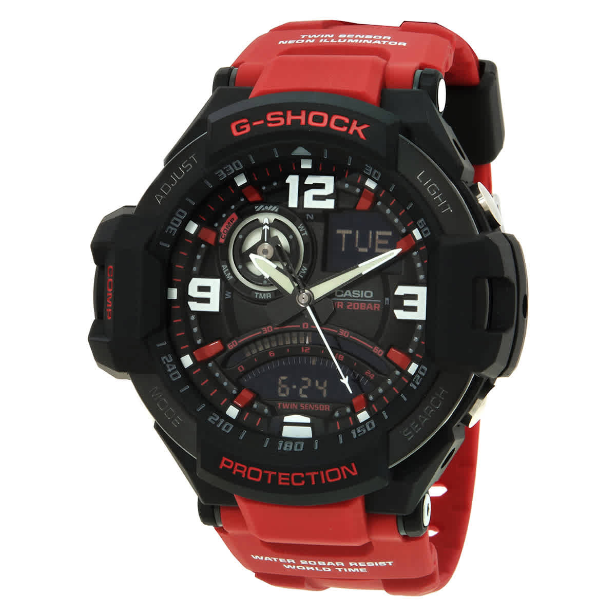 Casio G-Shock Alarm World Time Quartz Analog-Digital Black Dial Watch GA-1000-4BDR