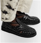 Yuketen - Cruz Woven Leather Huarache Sandals - Black