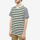 Foret Men's Lob Stripe T-Shirt in Cloud/Dark Green