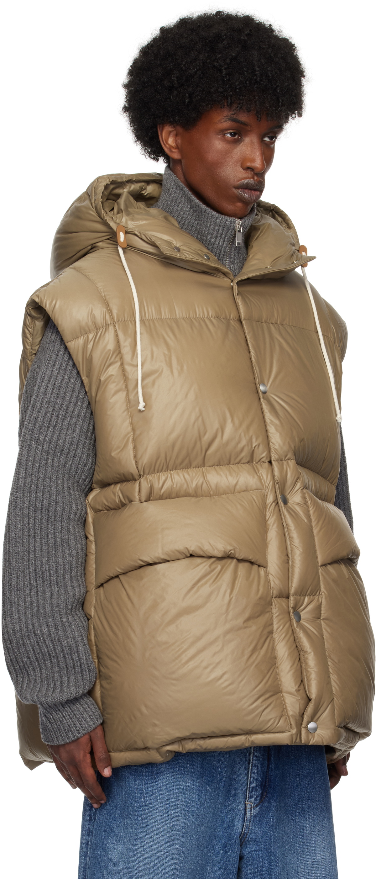 Jil Sander Brown Quilted Down Vest