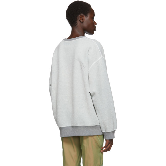 MM6 Maison Margiela Reversible Grey Inside Out Logo Sweatshirt